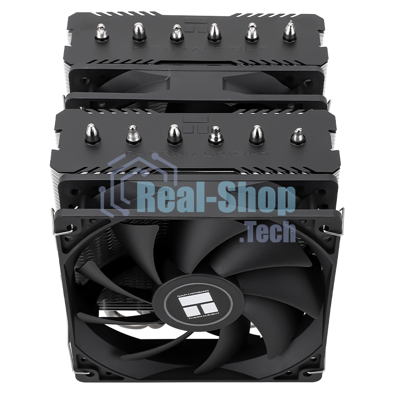 Кулер для процессора Thermalright Peerless Assassin 120 SE черный (4-pin PWM, 155мм, Ni/Cu, 6x6мм, 2x120мм, 66.17CFM, 25.6dBA, 1550RPM, S: 1200, 1700, 1851, 115X, AM4, AM5, silver, black)