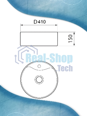 Раковина круглая накладная BAU Element D41, с отверстием под смеситель, мрамор