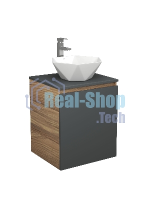 Тумба Bau Dream Blackwood 50 графит, раковина BAU Crystal 40х40, смеситель для раковины высокий Hotel Still, нержавеющая сталь