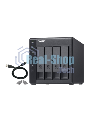 Полка расширения сетевого хранилища без дисков channel QNAP DAS TR-004 4 Bay 2.5/3.5 SATA Type-C USB 3.1 Gen 1 (5 Gb/s) Direct Attached Storage with Hardware RAID