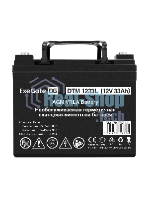 Аккумуляторная батарея ExeGate DTM 1233L (12V 33Ah, болт М6)
