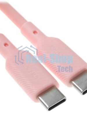 Кабель QUMO 32966 Type-C на Type-C, силиконовый, 1м, 3A, 60W, PD (розовый)
