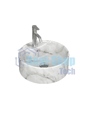 Раковина круглая накладная BAU Element D41, с отверстием под смеситель, мрамор