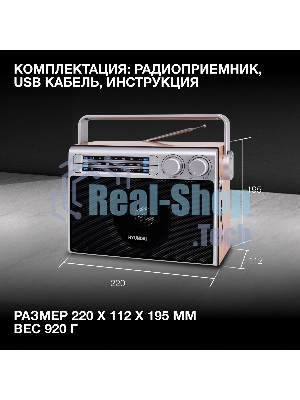 Радиоприемник настольный Hyundai H-SRS105 коричневый USB SD/microSD