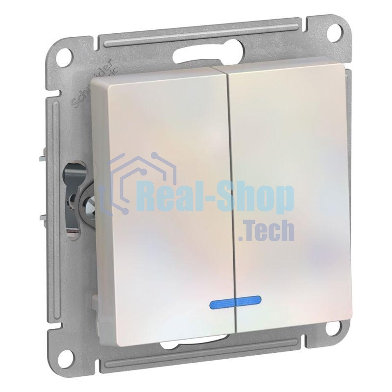 Механизм выключателя 2-кл. AtlasDesign с подсветкой (сх.5а) 10АХ жемчуг SchE ATN000453