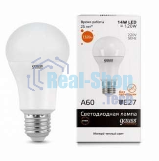 Лампа светодиодная Gauss 23219 LED Elementary A60 20W E27 1520lm 3000K 1/10/40 0