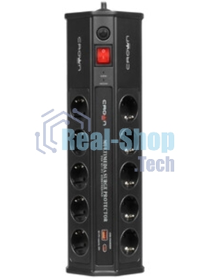 Сетевой фильтр CROWN CMPS-11 черный, 10 розеток, 3 м