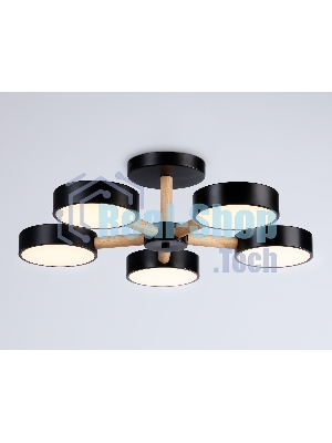 Светильник Ambrella light FL4828/5 BK черный 3000K-6400K 65W D580*160 (ПДУ ИК)