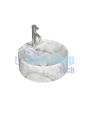 Раковина круглая накладная BAU Element D41, с отверстием под смеситель, мрамор