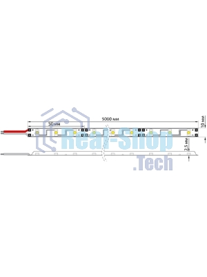 Лента светодиодная открытая, 8 мм, IP23, SMD 2835, 60 LED/m, 12 V, цвет свечения теплый белый