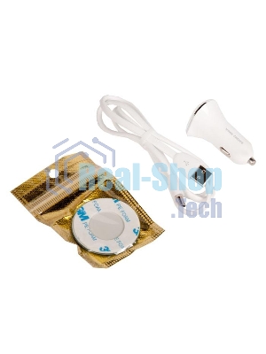 Автомобильная зарядка (от прикуривателя) 2USB 2.4A для Type-C More choice AC22a, белый