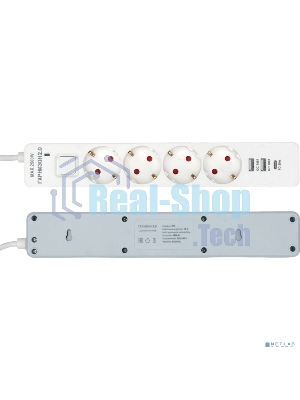 Сетевой фильтр Гарнизон EPS-OP-4-CU2-W-2 2.0 Мультипорт 4 р, 10А, 1xType-C PD, 2 х USB QC, 4 м, ур.защиты 4+, белый, пак (21449)