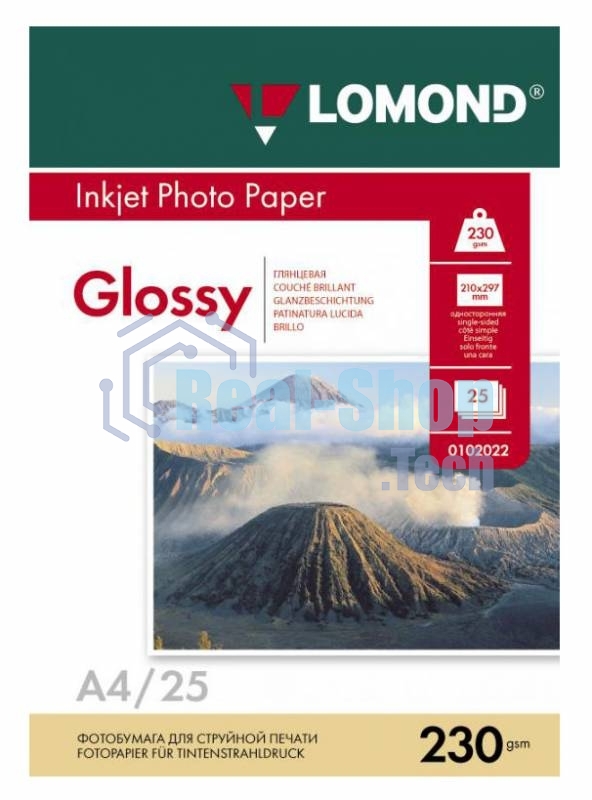 Фотобумага Lomond 0102049 A4/230г/м2/25л./белый глянцевое для струйной печати