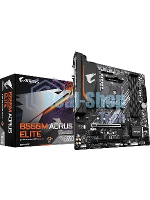 Материнская плата Gigabyte B550M AORUS ELITE, AM4, AMD B550, 4xDDR4, 4xSATA, 2xM.2, 1xPCI-E 4.0 x16, 1xPCI-E 3.0 x4, 1xPCI-E x1, 1xHDMI, 1xDVI-D, 1x 1Gb LAN, 4xUSB-A 2.0, 4xUSB-A 3.2 Gen 1, 3x3.5 мм, 7.1, Micro-ATX
