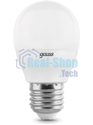 Лампа светодиодная Gauss 7Вт цок.: E27 шар 220B 3000K св. свеч. белый теп. (упак.: 10 шт)