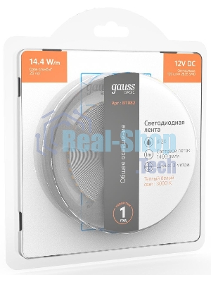 Лента светодиодная Basic Gauss 12V 14,4W/m 1400lm/m 3000K IP20 LED 3m 1/100