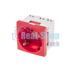 Розетка электрическая Rexant 45x45, CEE 7/4, 2K+3, 16A, красная