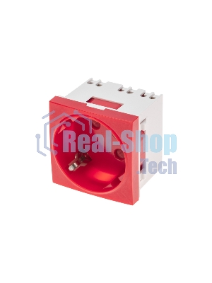 Розетка электрическая Rexant 45x45, CEE 7/4, 2K+3, 16A, красная
