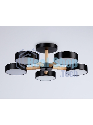 Светильник Ambrella light FL4828/5 BK черный 3000K-6400K 65W D580*160 (ПДУ ИК)