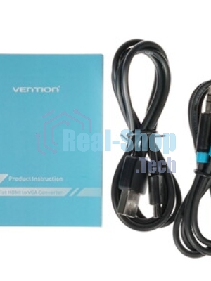 Мультимедиа конвертер Vention HDMI > VGA + аудио, гибкий, плоский