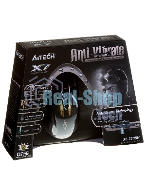 Мышь проводная A4Tech XL-750BH черный, 3600 dpi, USB, кнопки - 7