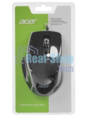 Мышь проводная Acer OMW130 черный, 3600 dpi, USB, кнопки - 6