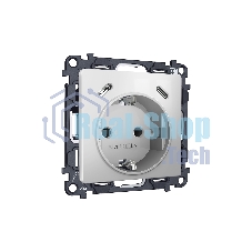 Комплект механизма электрической розетки 2USB С+C 20W с/з на винтовых зажимах 16A-250V ALFA Серебро глянец QUANT (AP4105, VM165) MA410510