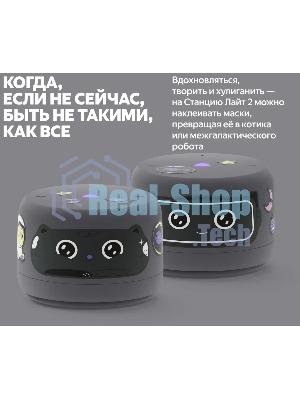 Умная колонка Яндекс Станция Лайт 2, 6Вт, компактная, 1 динамик, Matter, Wi-Fi, Bluetooth 5.0, Алиса, серый