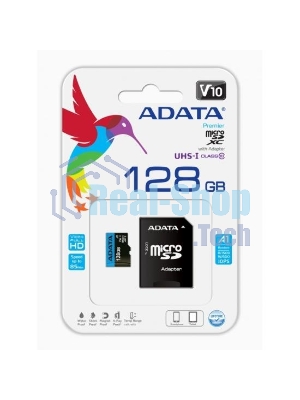 Флеш карта Micro SecureDigital 128Gb ADATA AUSDX128GUICL10A1-RA1 MicroSDXC Class 10 UHS-I, SD adapter