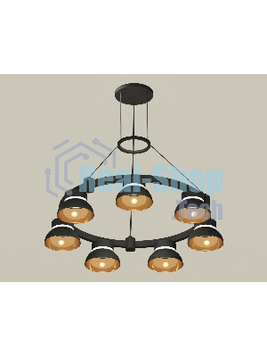 Светильник Ambrella light XR92051402/7 SBK/PYG/CL черный песок/золото желтое полированное/прозрачный GX53 (A9205,C9238,N8145)
