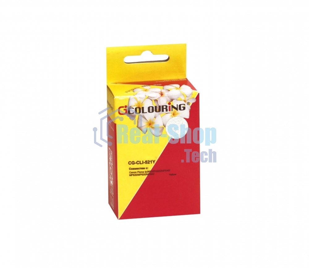 Картридж струйный Colouring CG-CLI-521Y желтый с чипом водный (9 мл) для Canon IP3600/IP4600/MP540/MP550/MP620/MP630/MP980