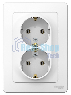Розетка 2-м СП Blanca 16А 250В без шторок с заземл. бел. SchE BLNRS001021