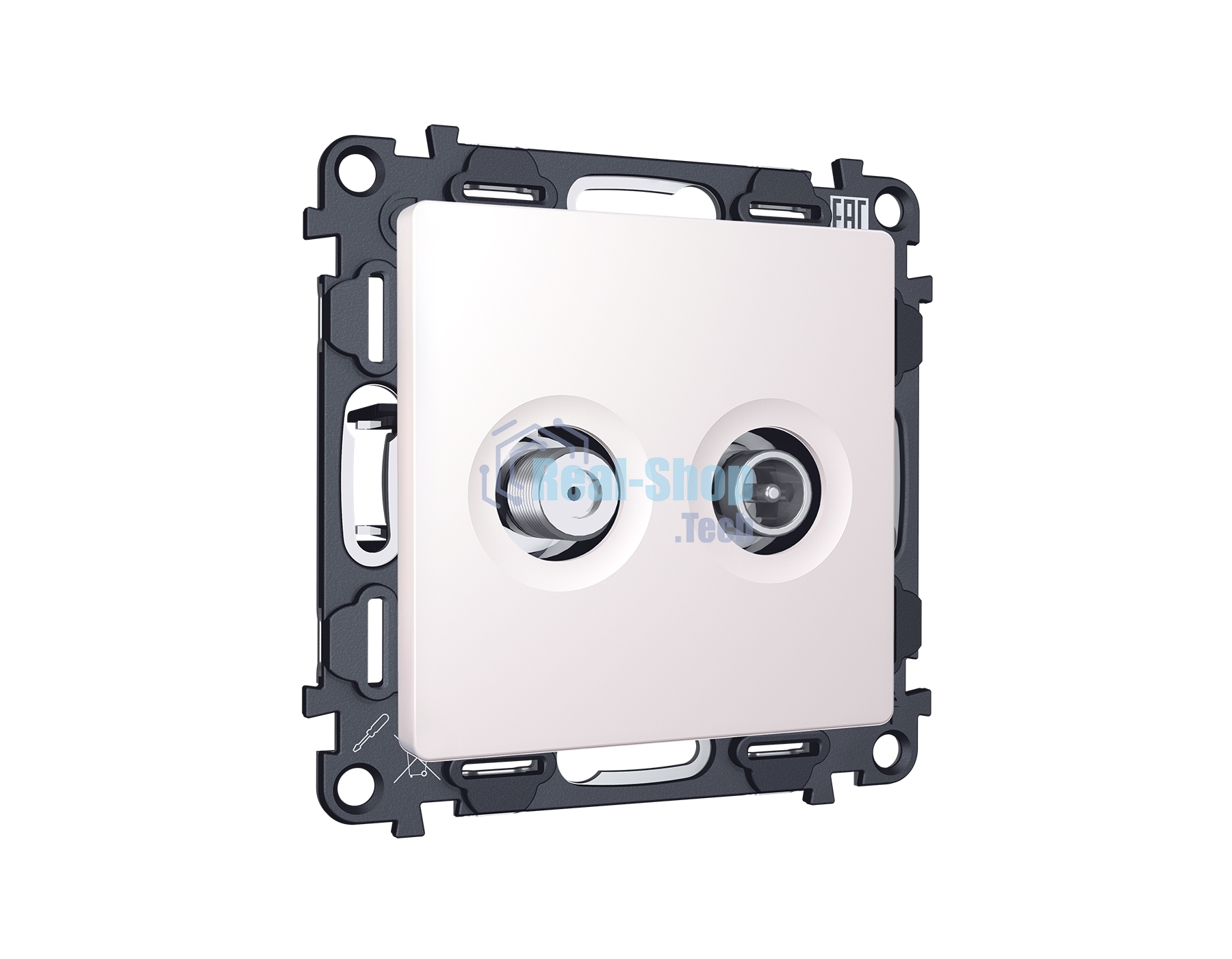 Комплект механизма розетки TV оконечной + SAT 5-862MHz 3.5dB/950-2150MHz 3.5dB ALFA Жемчуг QUANT (AP2133, VM217) MA213310