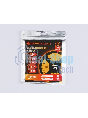 Светодиодная лента Ambrella light GS4611 COB 400Led/10W m/ 24V IP20 3000K/ 5m*5mm*2.1mm (2 конт.)