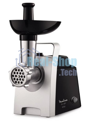 Мясорубка электрическая Moulinex ME108832 черный, 1400 Вт, 1.7 кг/мин, реверс, защита от перегрузки, насадки - 6