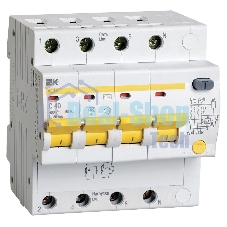 Выключатель автоматическийIEK MAD10-4-040-C-030 АД14 4Р 40А30мА IEK