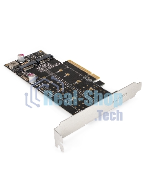 Переходник ExeGate EXE-597E2 (2 x M.2 M key -> PCI-E x8 v3.0, для установки двух SSD M.2 2230/2242/2260/2280/22110 M key NGFF в слот PCI-E, материнская плата должна быть c функции Bifurcation PCI-E)