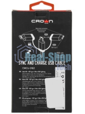 Кабель Crown USB - Lightning CMCU-012L черный