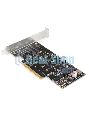 Переходник ExeGate EXE-597E2 (2 x M.2 M key -> PCI-E x8 v3.0, для установки двух SSD M.2 2230/2242/2260/2280/22110 M key NGFF в слот PCI-E, материнская плата должна быть c функции Bifurcation PCI-E)