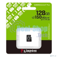 Флеш карта Micro SecureDigital 128Gb Kingston Canvas Select Plus Gen3 150Mb/s A1, без адаптера
