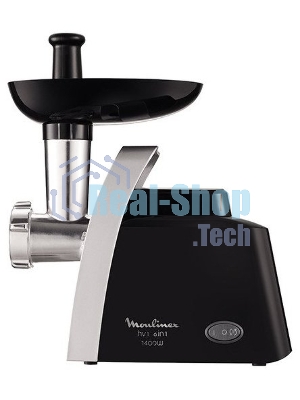 Мясорубка электрическая Moulinex ME108832 черный, 1400 Вт, 1.7 кг/мин, реверс, защита от перегрузки, насадки - 6
