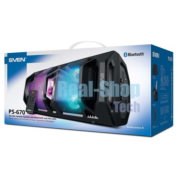 Мобильные колонки Sven PS-670 2.0 черные 2x32.5W Bluetooth