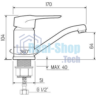 SL55-004F-15 Смеситель для кухни, ø40