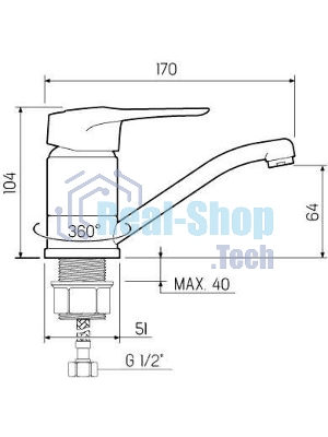 SL55-004F-15 Смеситель для кухни, ø40