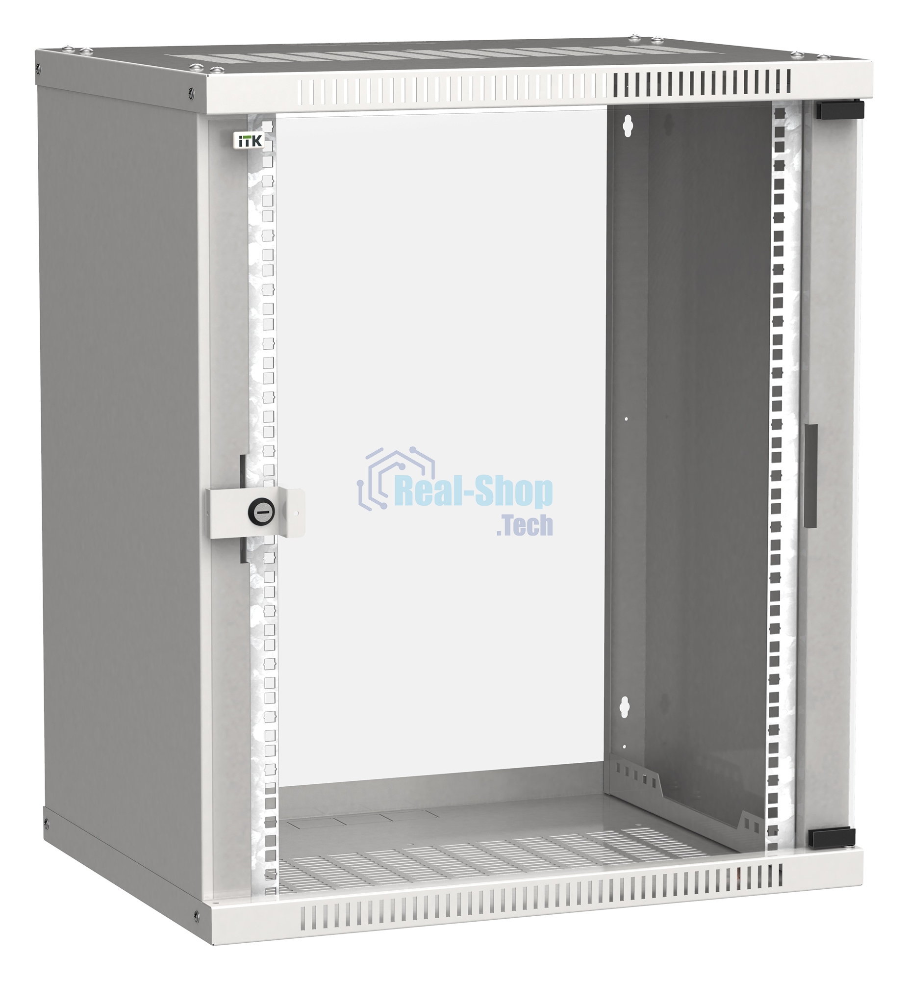 Шкаф монтажный ITK LINEA WE (LWE3-15U64-GF) 15U 600x450мм пер.дв.стекл 50кг серый 400мм 200град. 715мм IP20