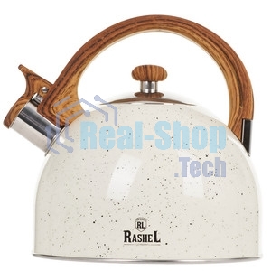 Чайник RASHEL М-7190 3л, нерж. сталь, свисток, кремовый