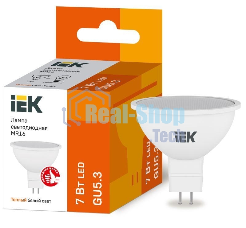 Лампа cветодиодная IEK LLE-MR16-7-230-30-GU5 ECO MR16 софит 7Вт 230В 3000К GU5.3