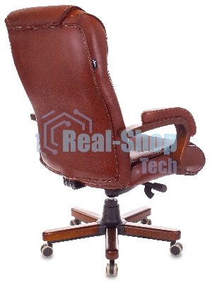 Кресло руководителя Бюрократ T-9926WALNUT светло-коричневый Leather Eichel, кожа, крестовина металл/дерево