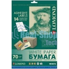 Этикетки Lomond 2100095 105x42.3мм A4 70гр/м2 на лист.14эт. самоклеющаяся универсальная (упак.:50л)