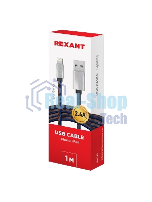 Кабель Rexant USB кабель для iPhone 5/6/7 моделей, шнур в джинсовой оплетке